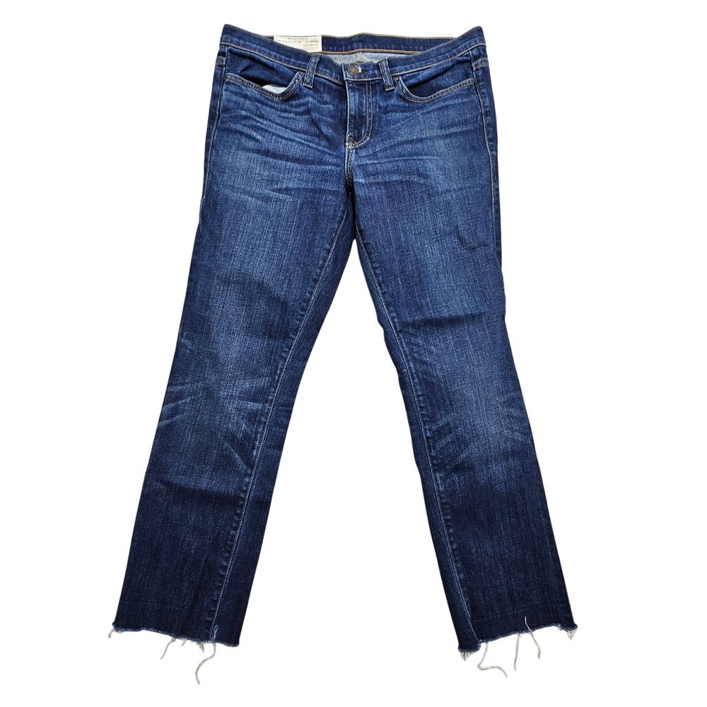 Imogene + Willie Lucy Straight Leg Jeans Dark Wash Raw Hem 29R Made in USA
